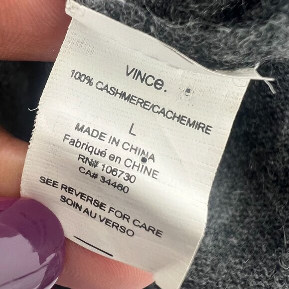 Vince Large L 100% Cashmere Drapey Cocoon Cardigan Gray Waterfall Open Front - Picture 4 of 10